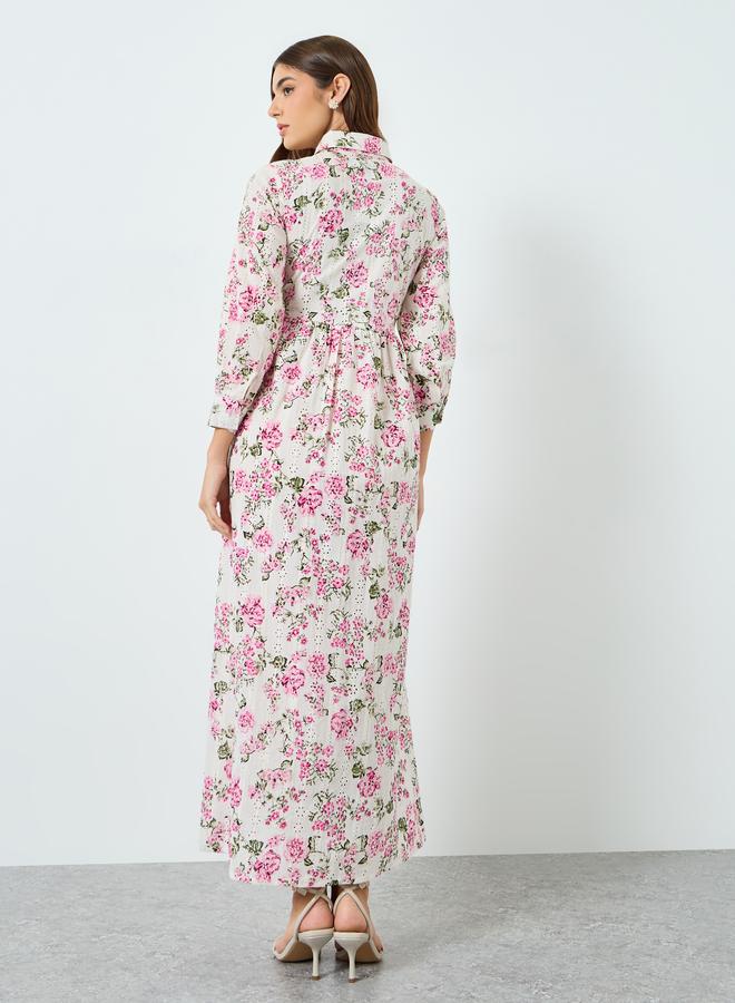 ستايلي فستان ماكسي بأزرار وطبعة زهور - Image 4